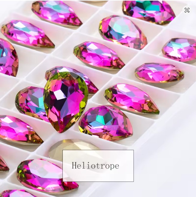 Teardrop Ear Plugs with Glass Crystal - Heliotrope