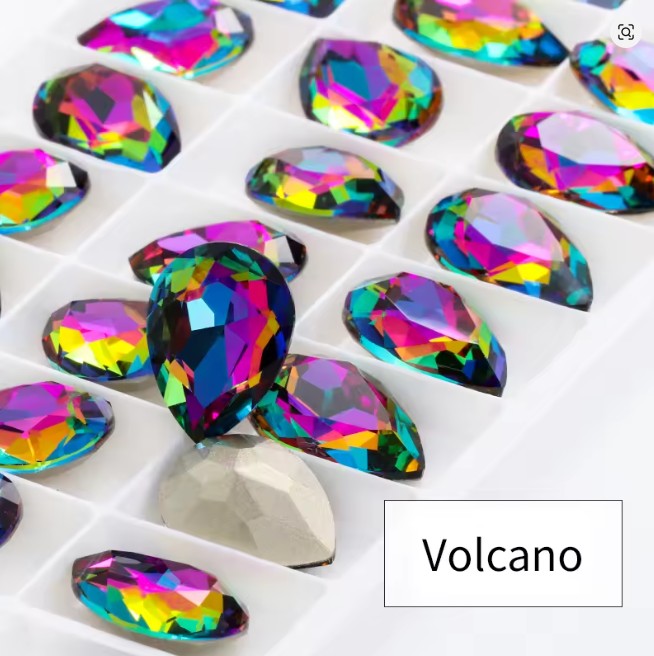 Teardrop Ear Plugs with Glass Crystal - Volcano