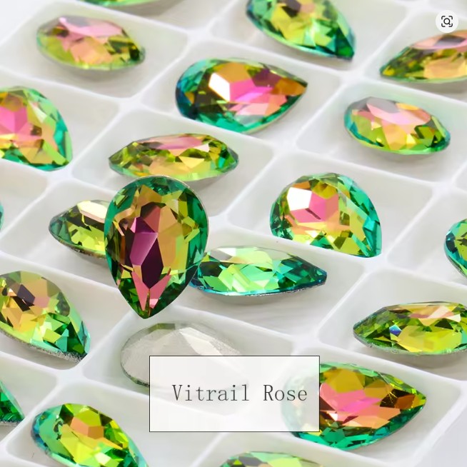 Teardrop Ear Plugs with Glass Crystal - Vitrial Rose
