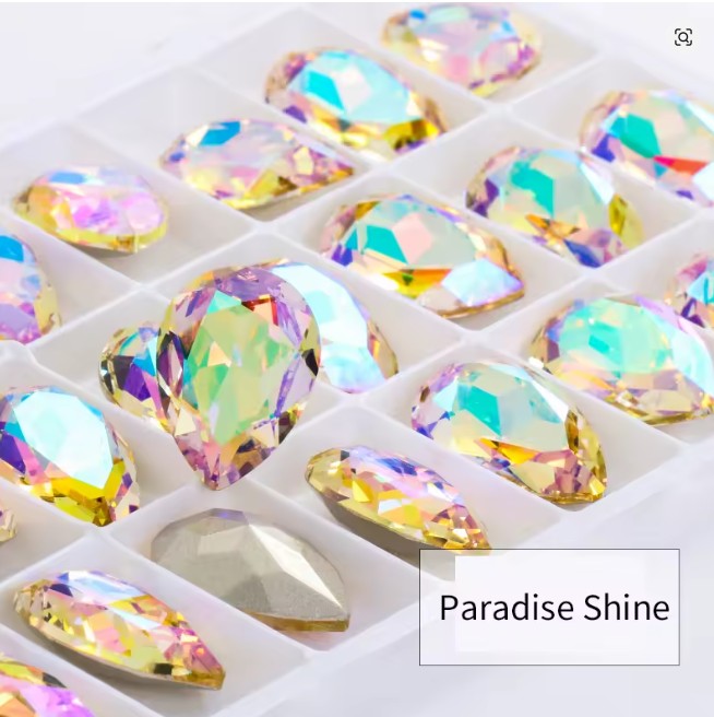 Teardrop Ear Plugs with Glass Crystal - Paradise Shine