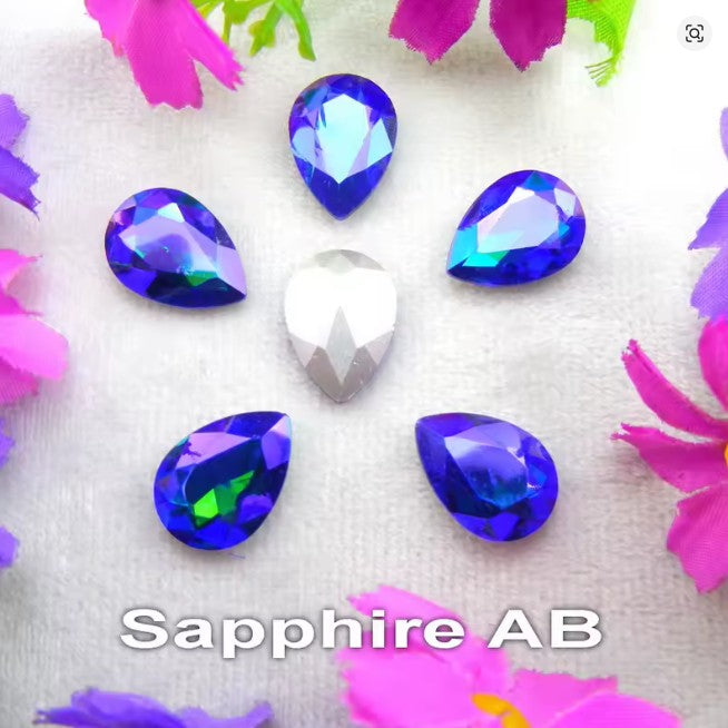 Teardrop Ear Plugs with Glass Crystal - Sapphire AB