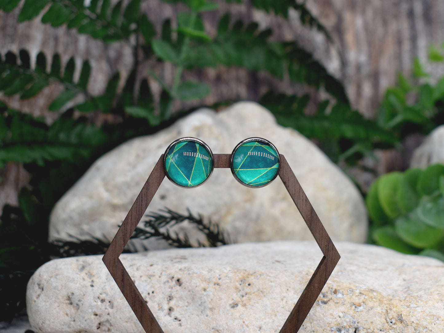 Stalowe kolczyki wkrętki z geometrycznym wzorkiem Spirit Of Copper