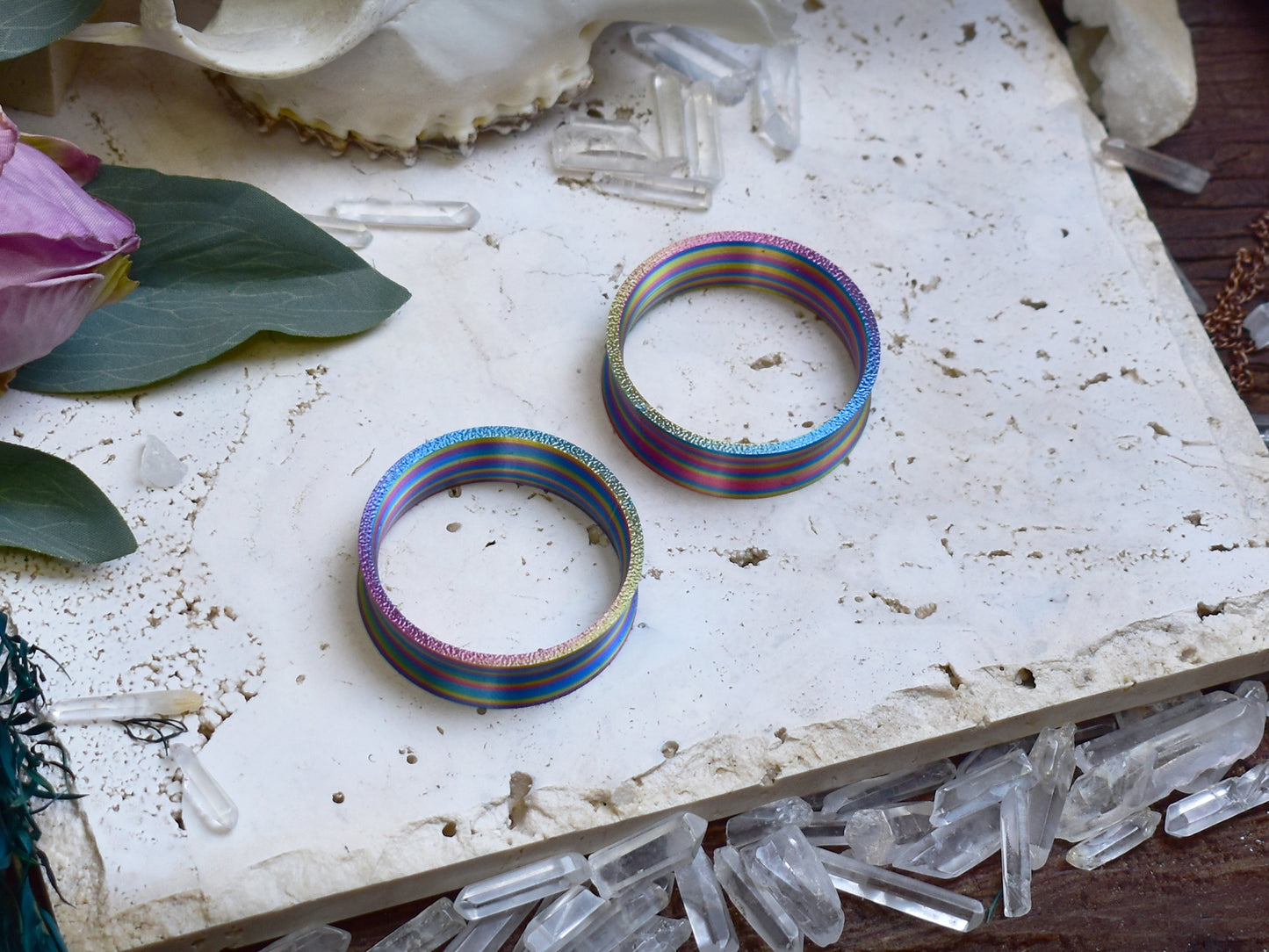 Ear tunnels 10-100mm | Twisted Rainbow | 12 Shapes