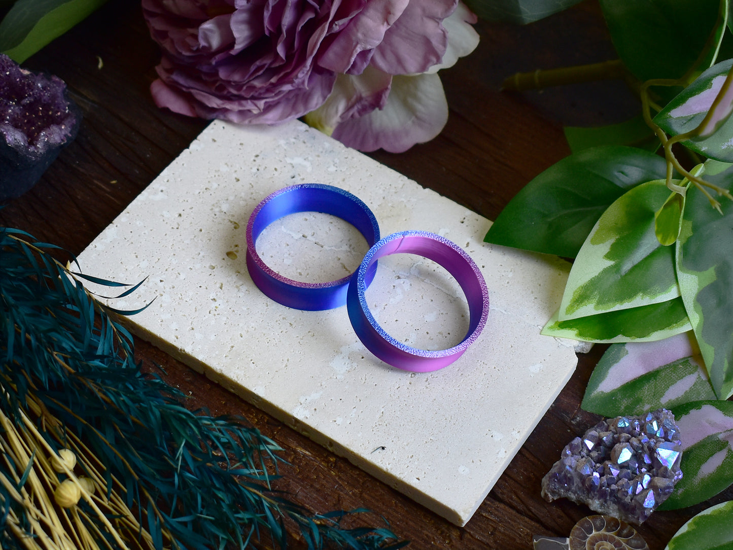 Ear tunnels 10-100mm | Blue Magenta | 12 Shapes