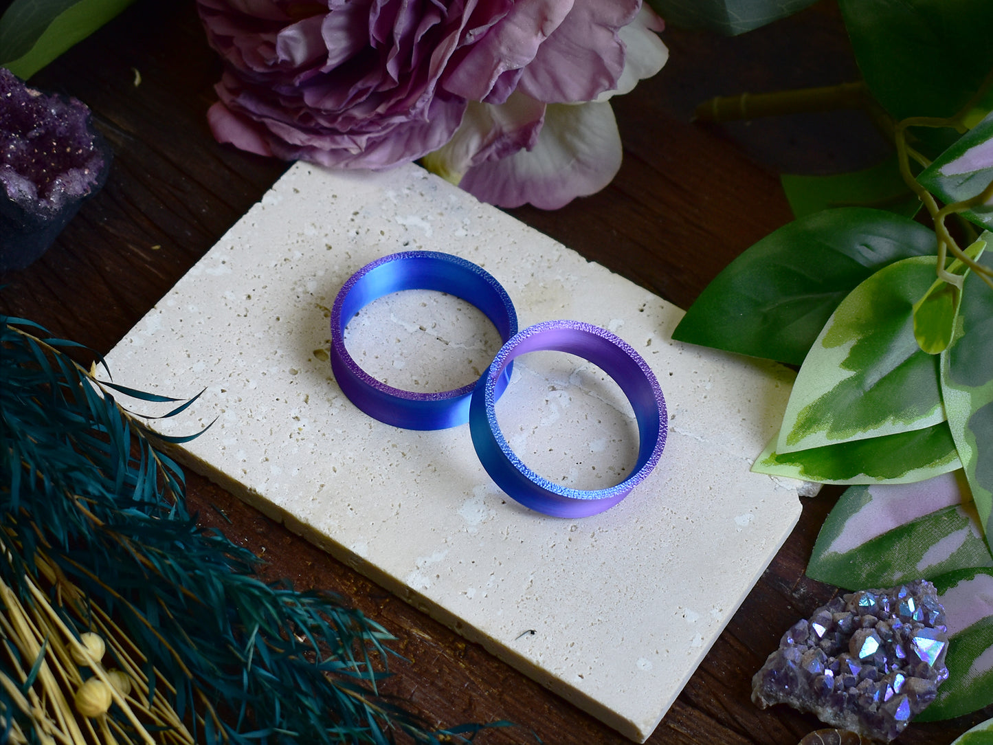Ear tunnels 10-100mm | Blue Purple | 12 Shapes