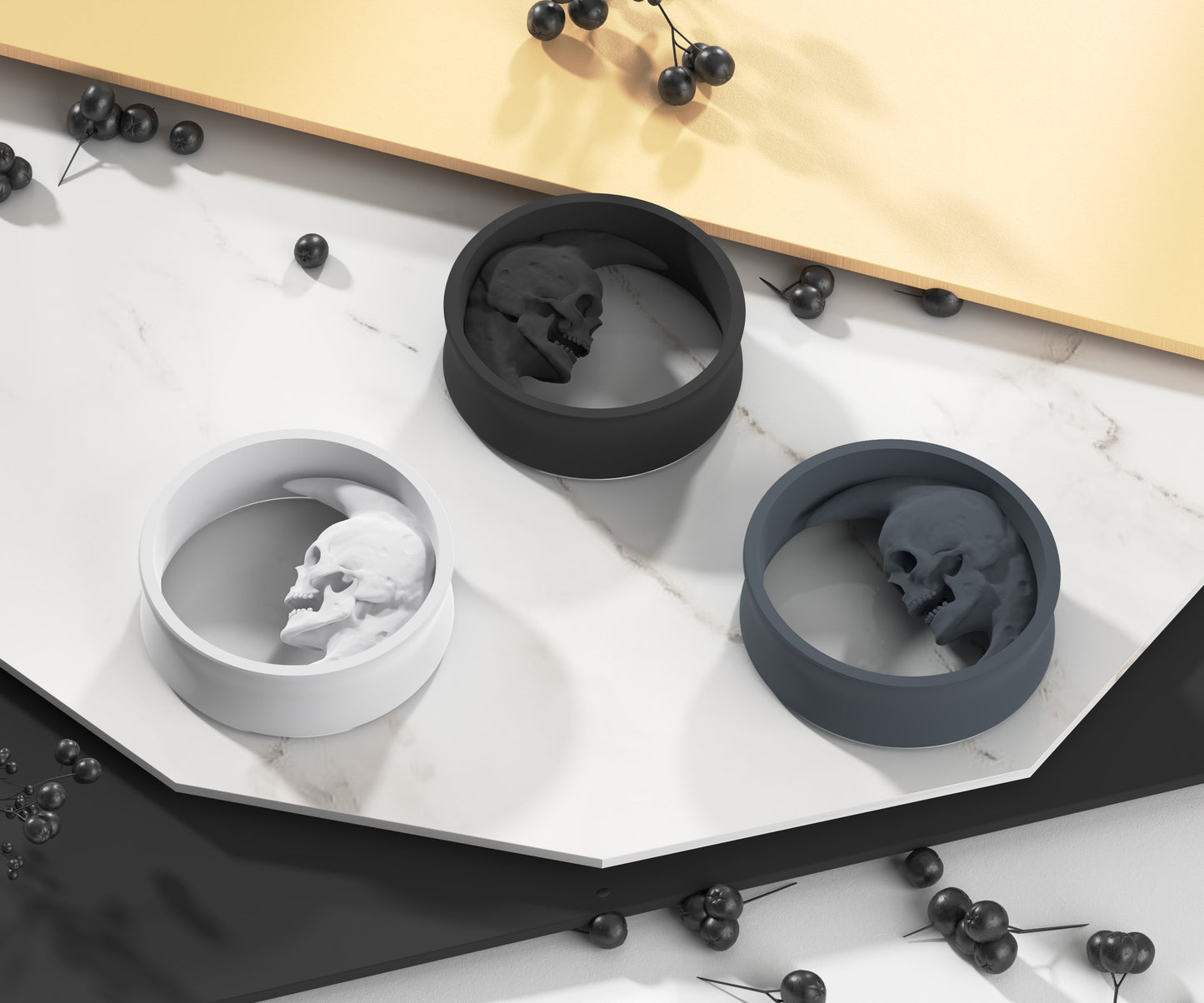 Túneles para Orejas con Calavera de Luna Creciente | 14 Colores