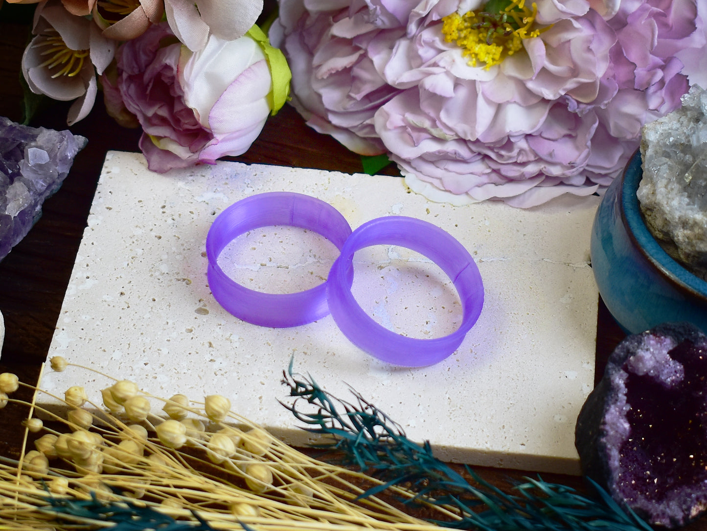 Túneles para orejas 10-100mm | Púrpura Transparente | Impresión 3D