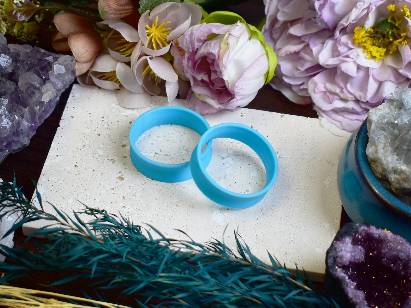 Ear tunnels 10-100mm | Light Blue | 12 Shapes
