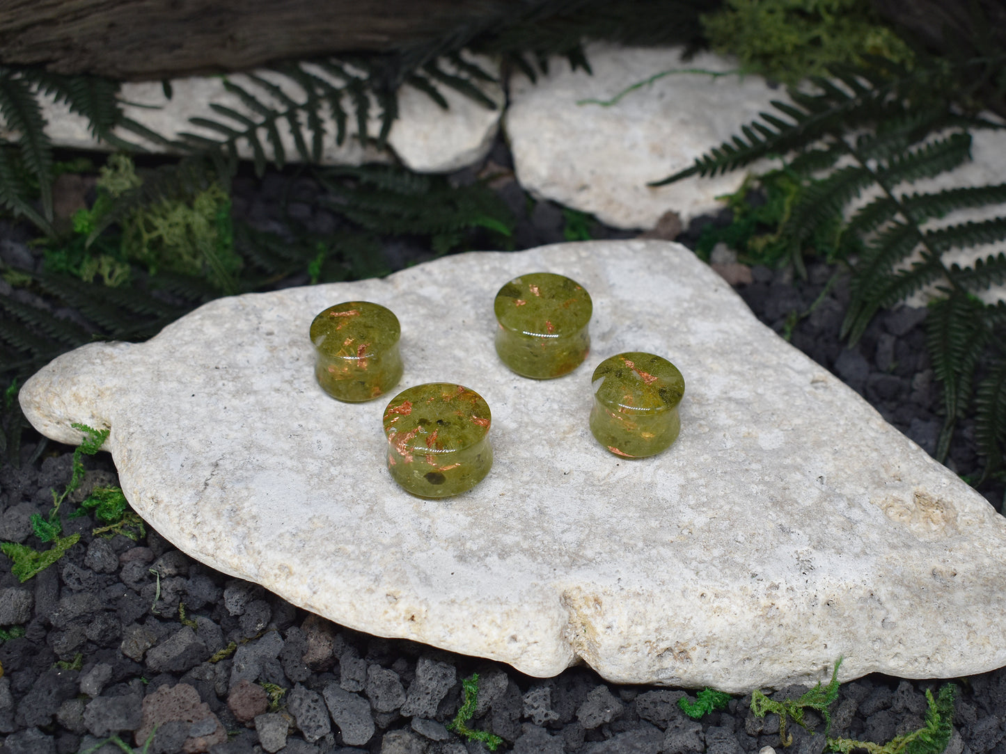 Plugi do uszu 16-18mm | Para | Epidot & Miedź Spirit Of Copper