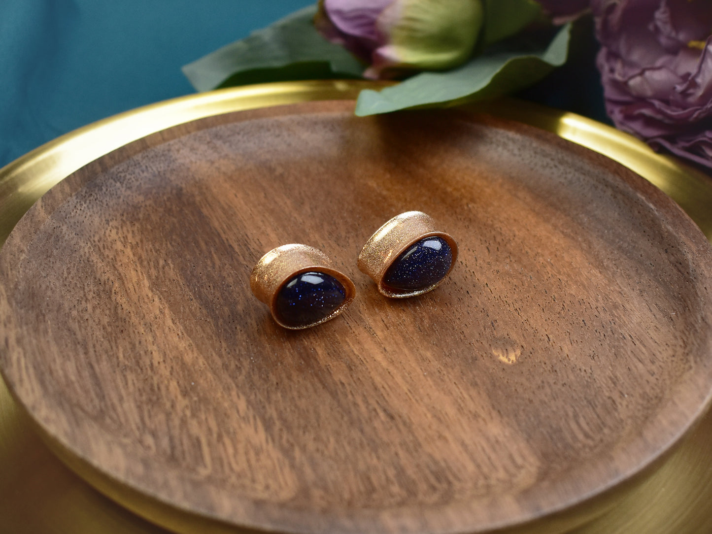 Złote plugi do uszu 16mm z nocą kairu | Łezki | Para Spirit Of Copper