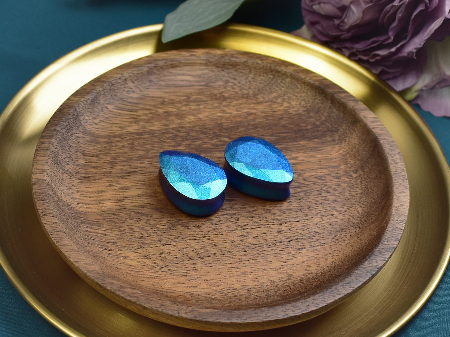 Fasetowane plugi do uszu 25mm | łezki | Para Spirit Of Copper