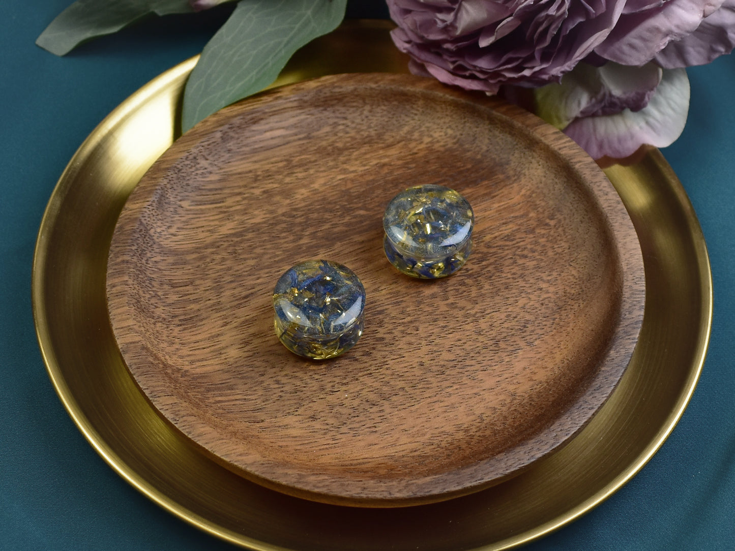 Plugi do uszu 24mm | Niebieski bławatek | Para Spirit Of Copper