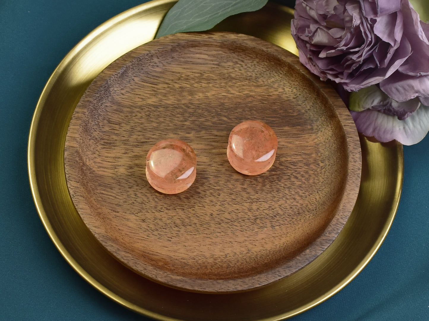 Tunele do uszu 24mm | Kwarc arbuzowy | Para Spirit Of Copper