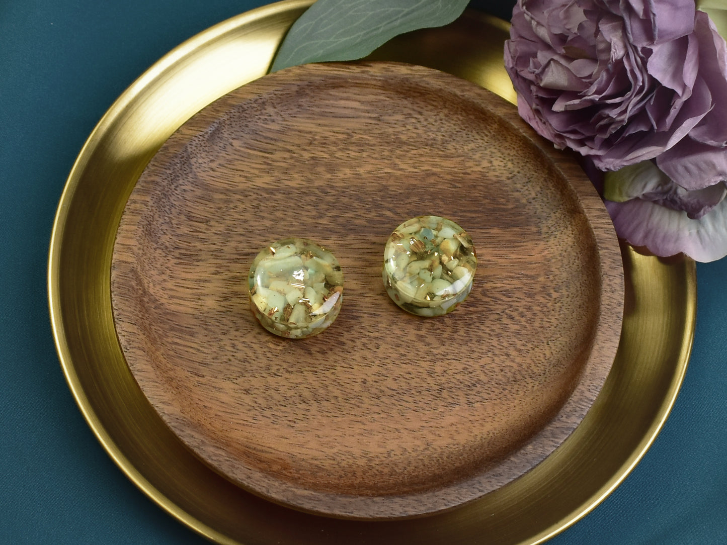 Plugi do uszu 26mm | Amazonit & Złoto | Para Spirit Of Copper