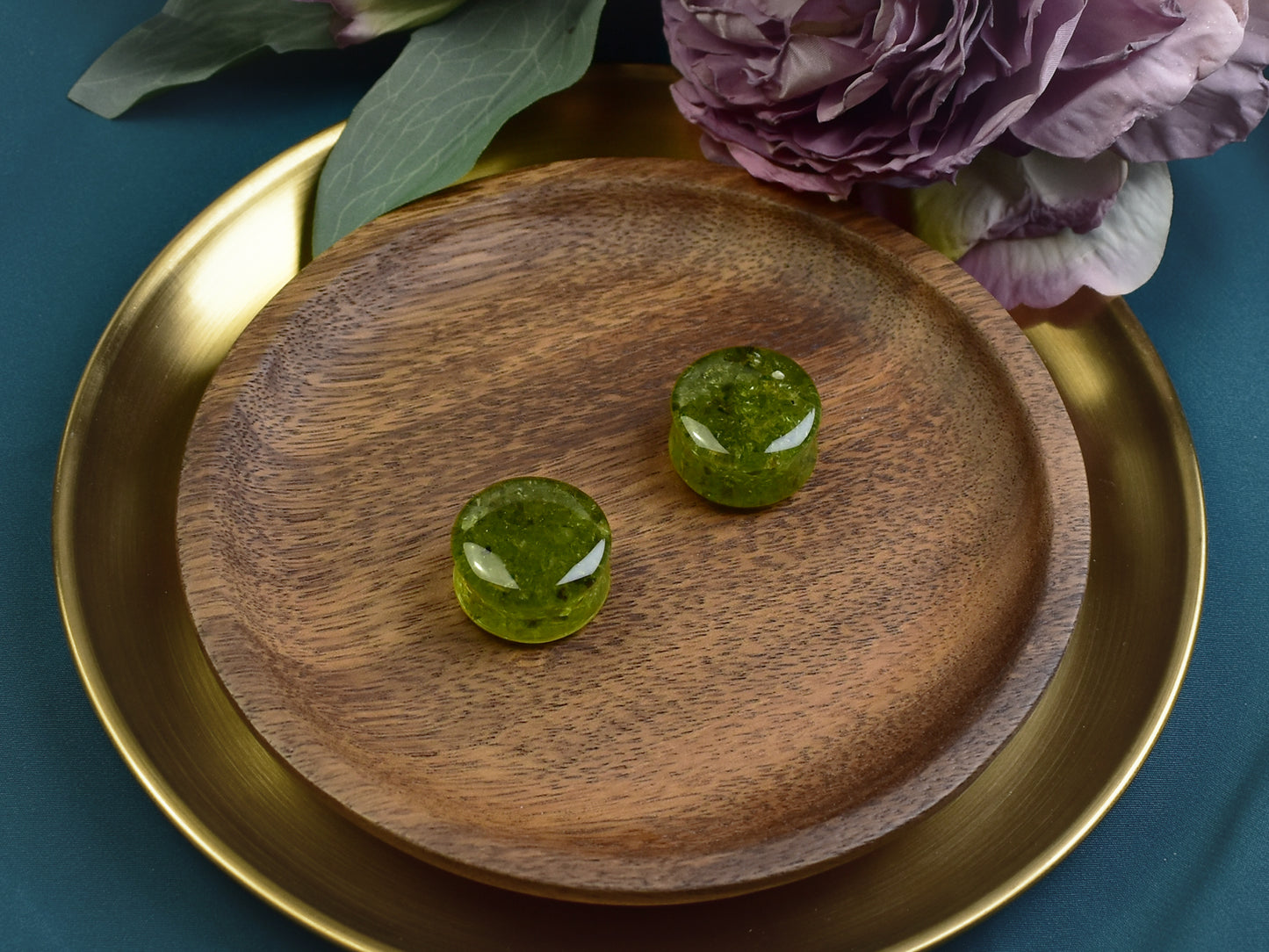 Tunele do uszu 24mm | Epidot | Para Spirit Of Copper