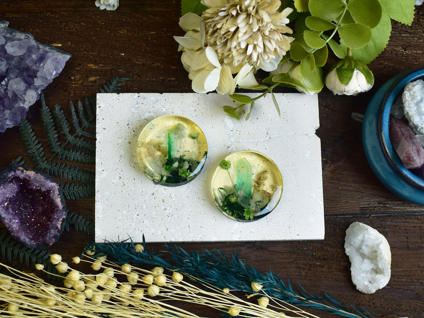 Plugi do uszu 44mm | Kwarc, kwiaty i mech | Para Spirit Of Copper