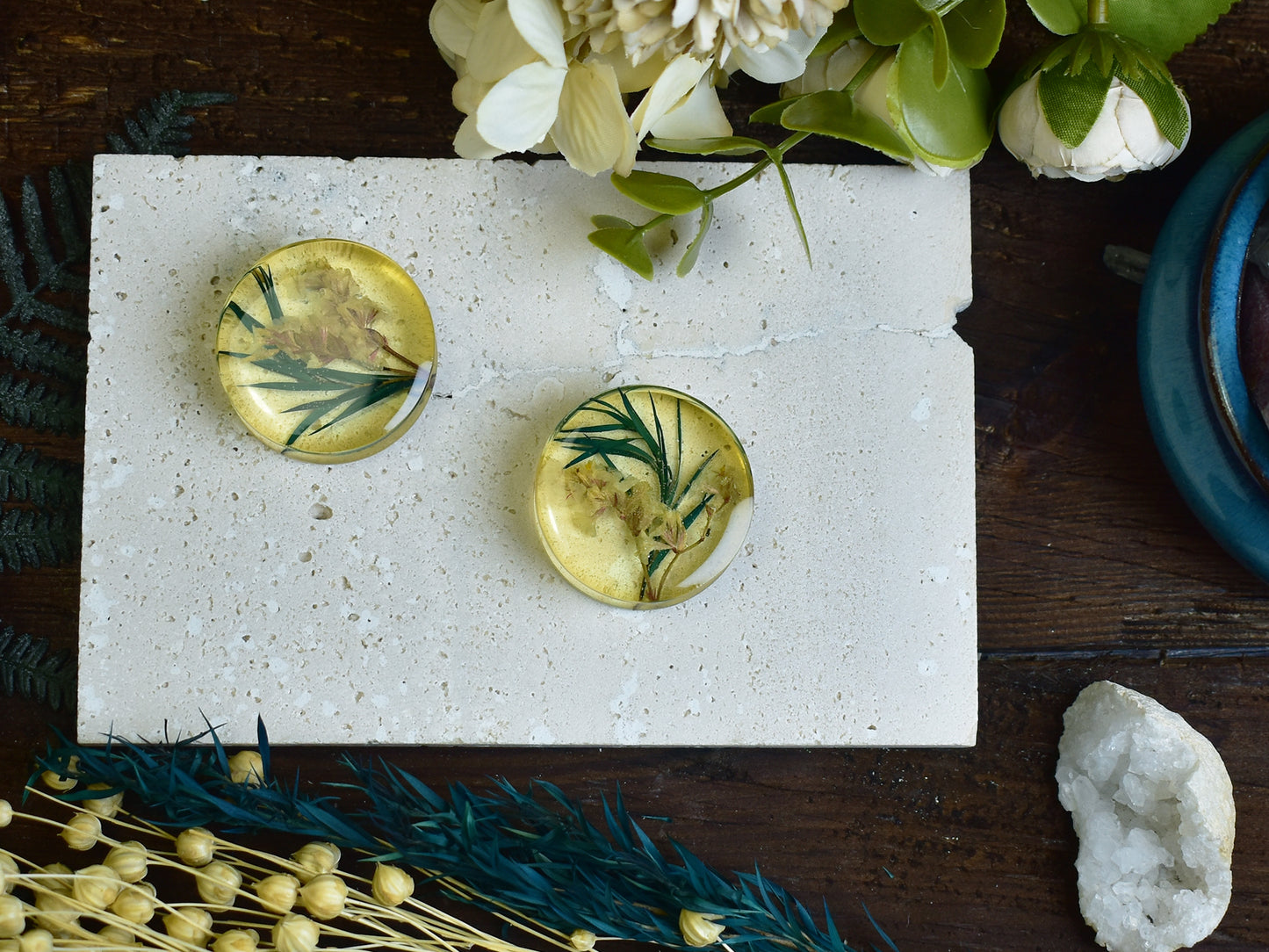 Plugi do uszu 34mm | Suszone kwiaty i trawa | Para Spirit Of Copper