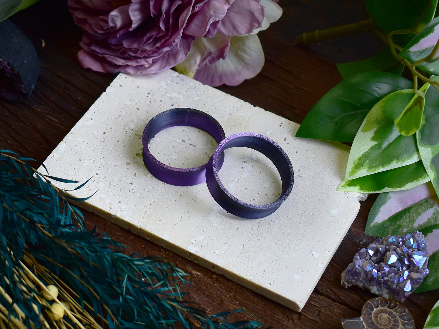 Ear tunnels 10-100mm | Black Purple | 12 Shapes