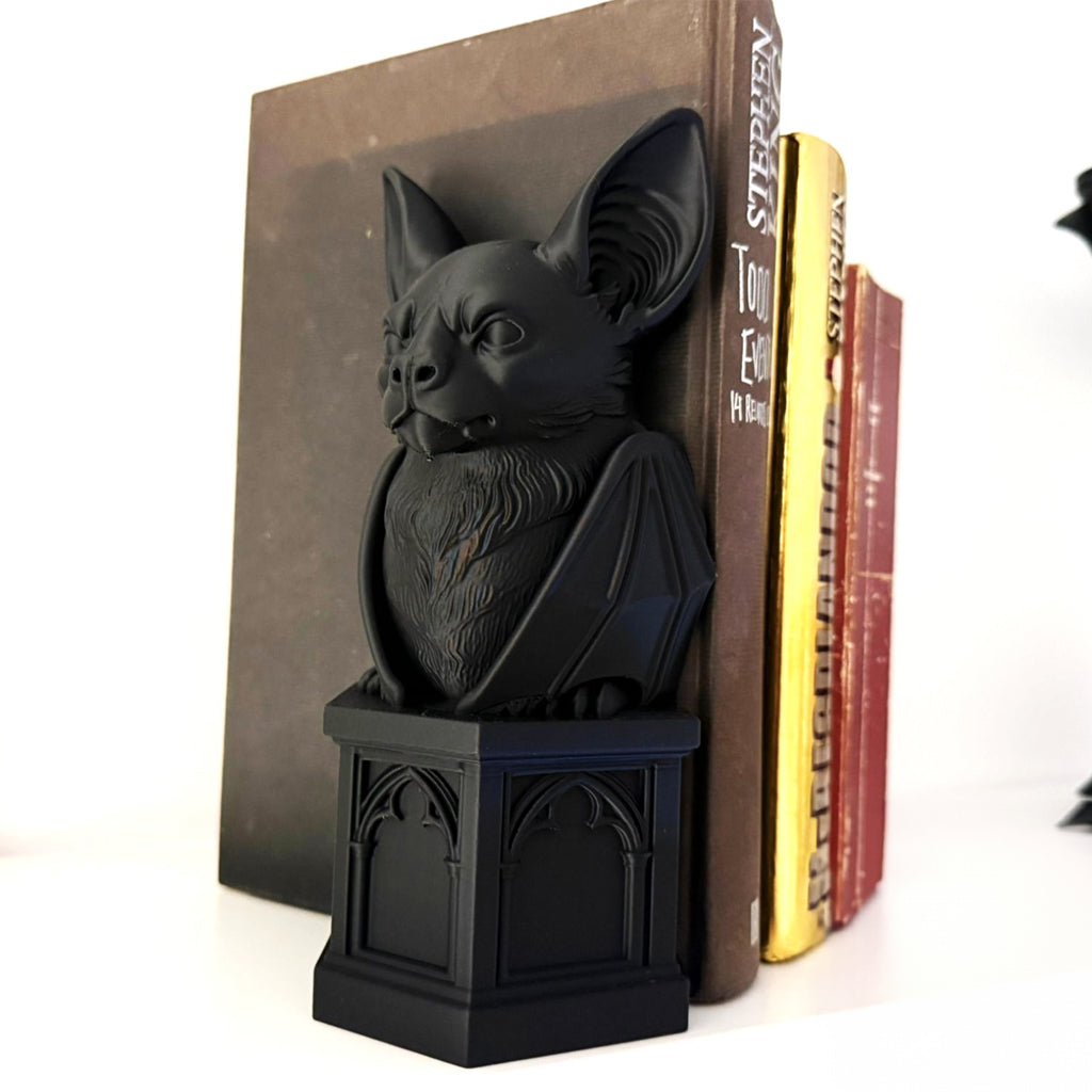 Gothic Bat Bookend | Bat Book Holder | Dark Academia Bookshelf Decor