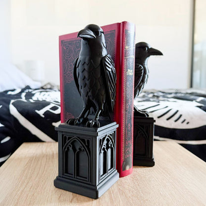 Gothic Raven Bookend | Dark Academia Book Holder & Library Decor