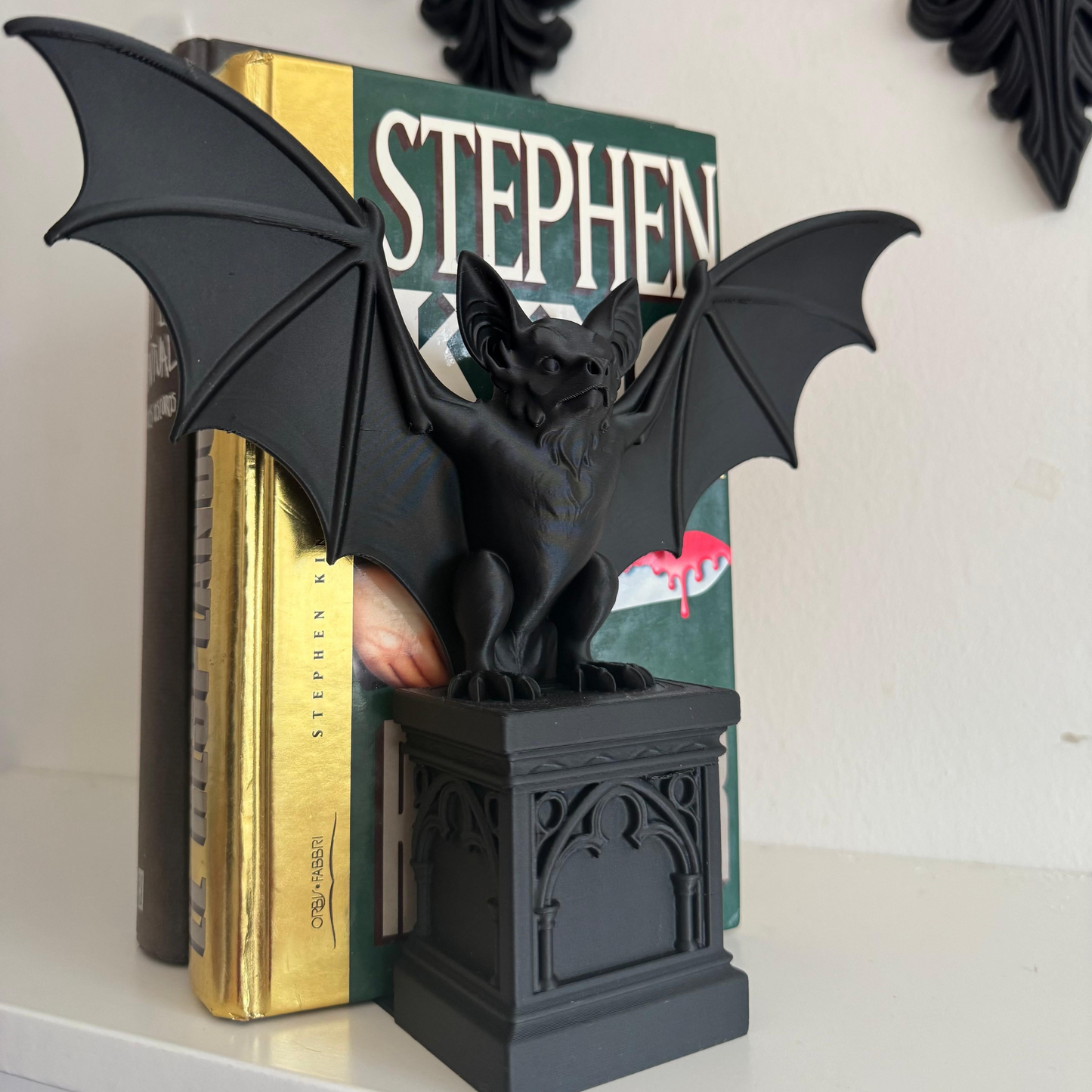 Gothic Bat Bookend | Bat Book Holder | Dark Academia Bookshelf Decor