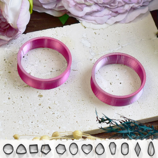Ear tunnels 10-100mm | Pink-Silver | 12 Shapes