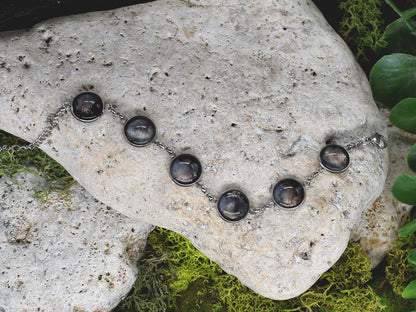 Steel Bracelet with Cosmic Painted Glass