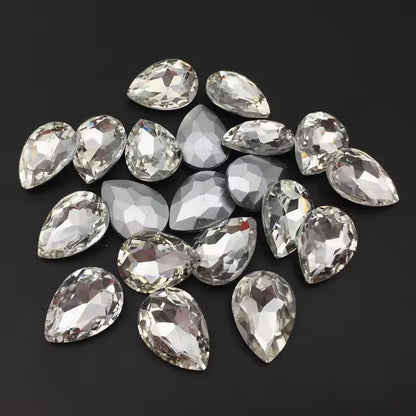 Teardrop Ear Plugs with Glass Crystal - Crystal Clear