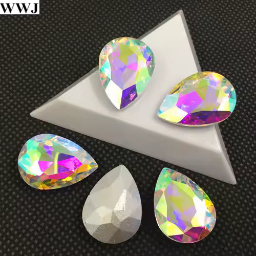 Teardrop Ear Plugs with Glass Crystal - Crystal AB