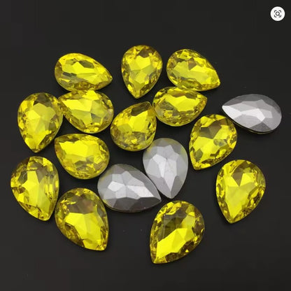 Teardrop Ear Plugs with Glass Crystal - Citrine