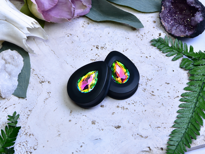 Teardrop Ear Plugs with Glass Crystal - Vitrial Rose