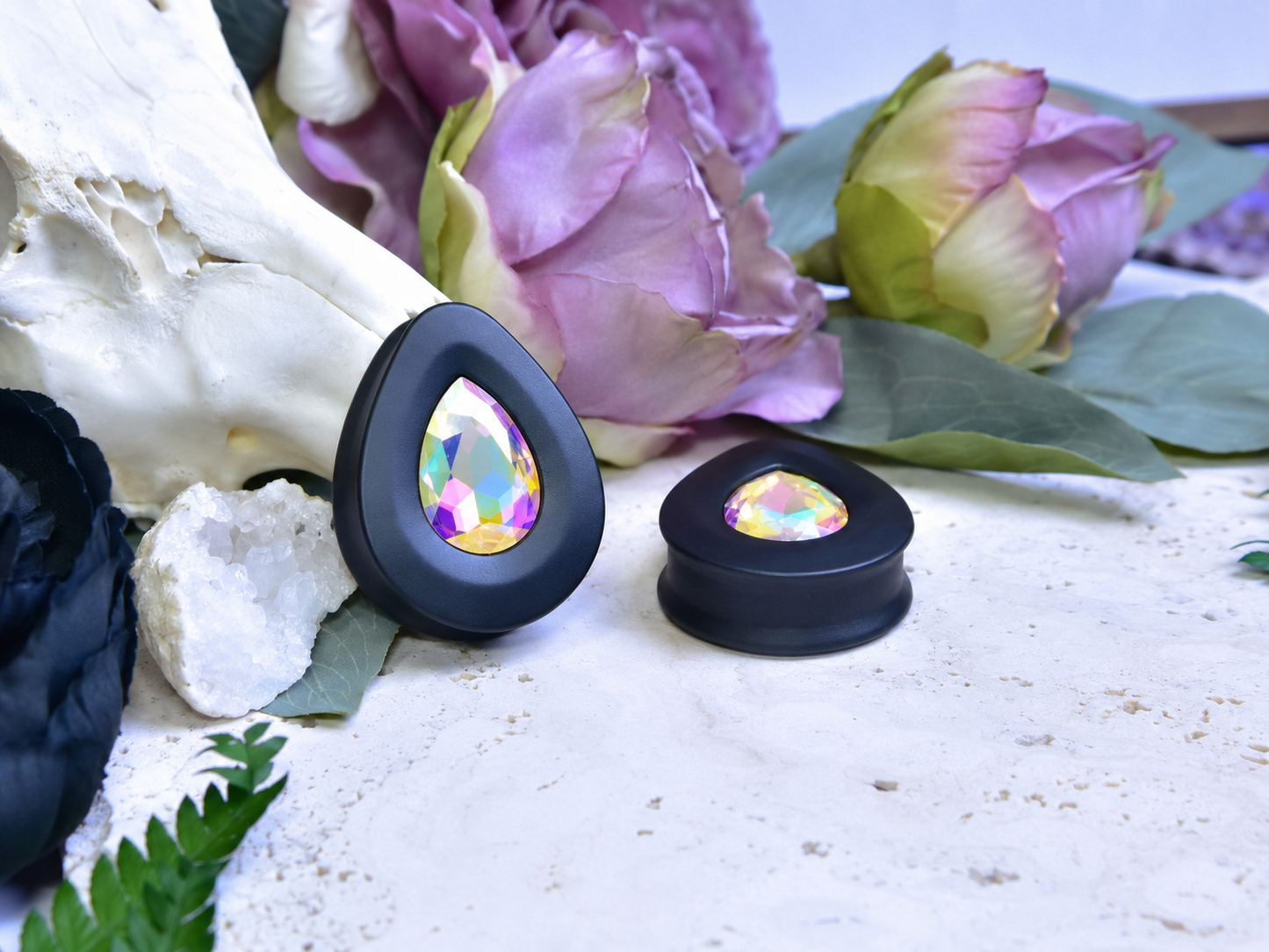 Teardrop Ear Plugs with Glass Crystal - Paradise Shine
