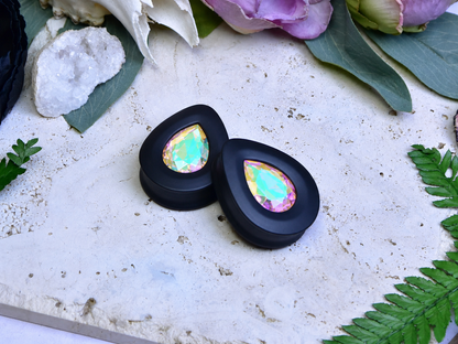 Teardrop Ear Plugs with Glass Crystal - Paradise Shine