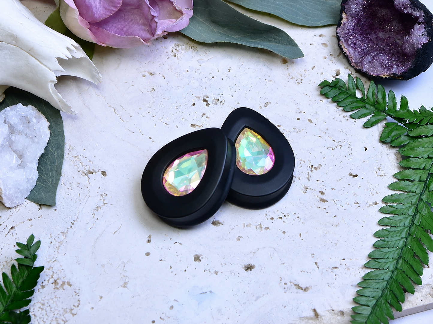 Teardrop Ear Plugs with Glass Crystal - Paradise Shine
