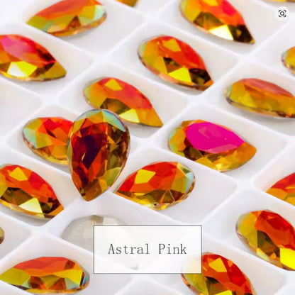Teardrop Ear Plugs with Glass Crystal - Astral Pink