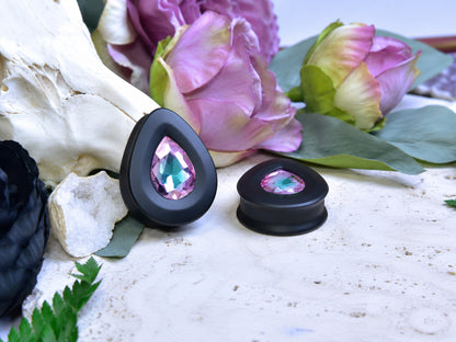 Teardrop Ear Plugs with Glass Crystal - Vitrial Light