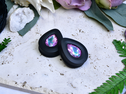 Teardrop Ear Plugs with Glass Crystal - Vitrial Light