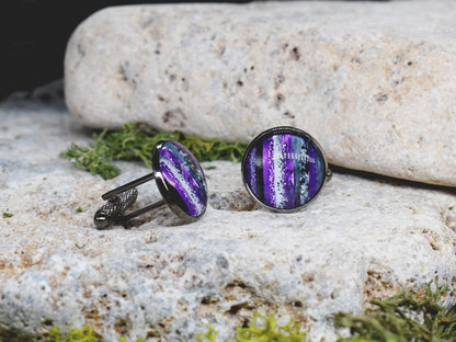 Black cufflinks with geometric pattern