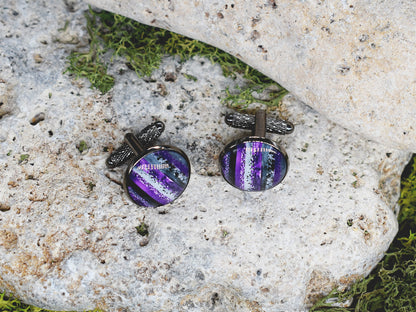 Black cufflinks with geometric pattern