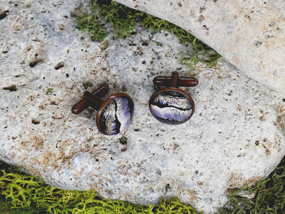 Gemelos de cobre con diseño de piedra