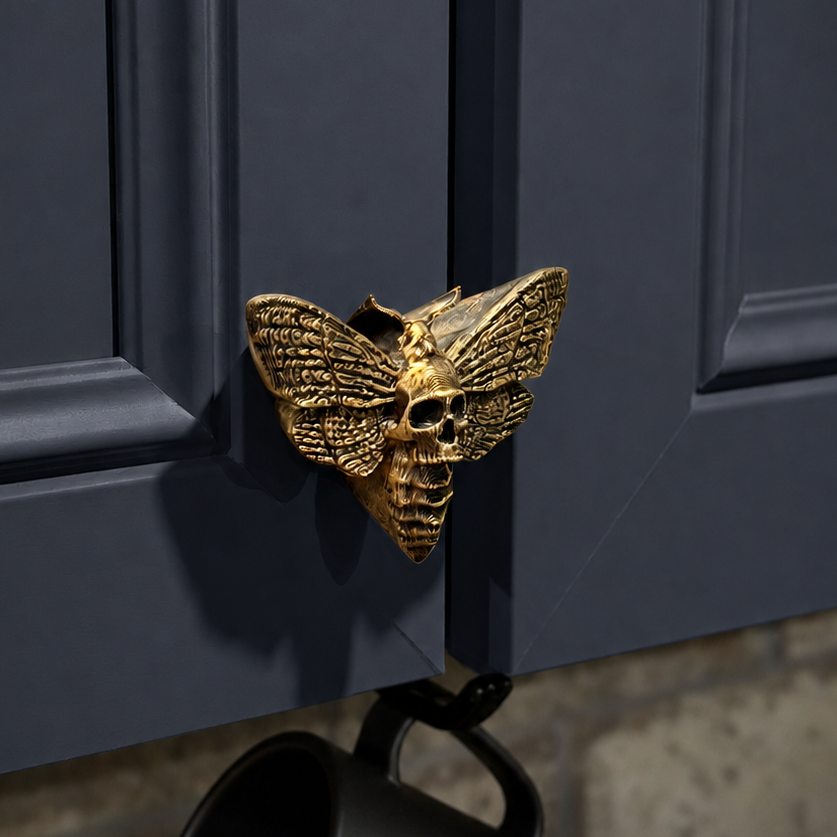Skull Moth Drawer Pull – Gothic Cabinet Knob