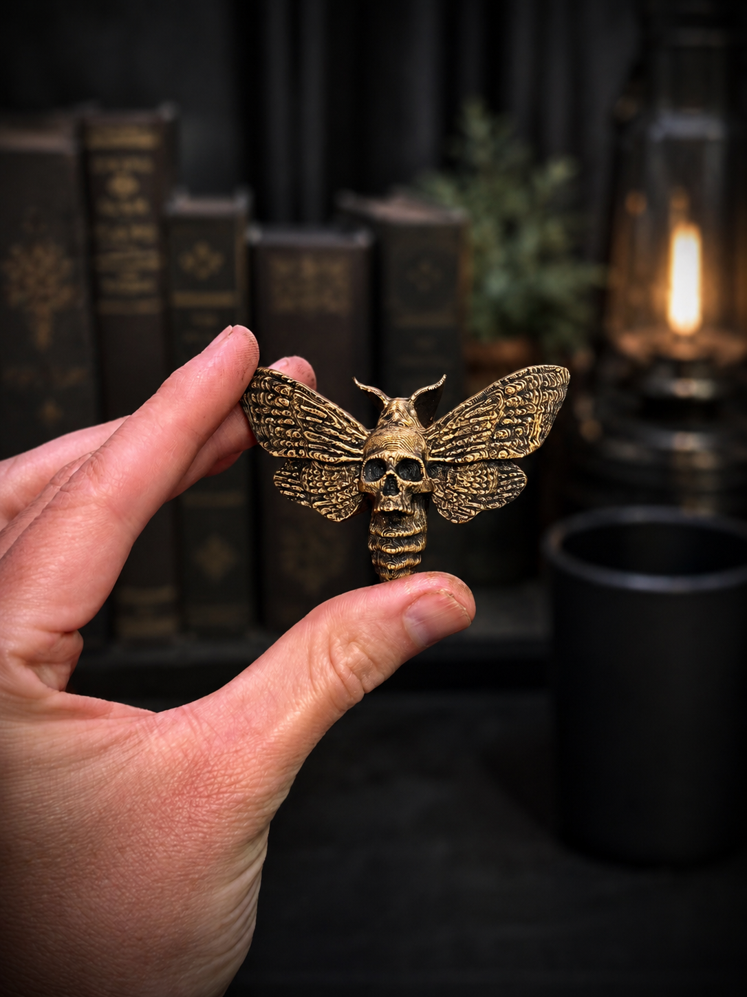 Skull Moth Drawer Pull – Gothic Cabinet Knob