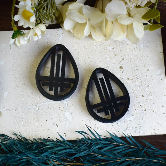 Teardrop Ear Tunnels with Triple Inverted Cross | 14 Colors