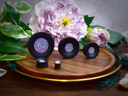 Concave Mayan Ear Plugs 10-100mm with Sugar Druzy