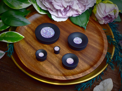 Concave Mayan Ear Plugs 10-100mm with Sugar Druzy