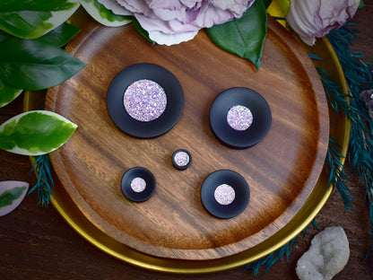 Concave Mayan Ear Plugs 10-100mm with Sugar Druzy