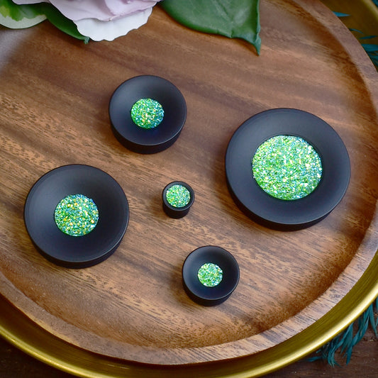 Concave Mayan Ear Plugs 10-80mm with Sugar Druzy