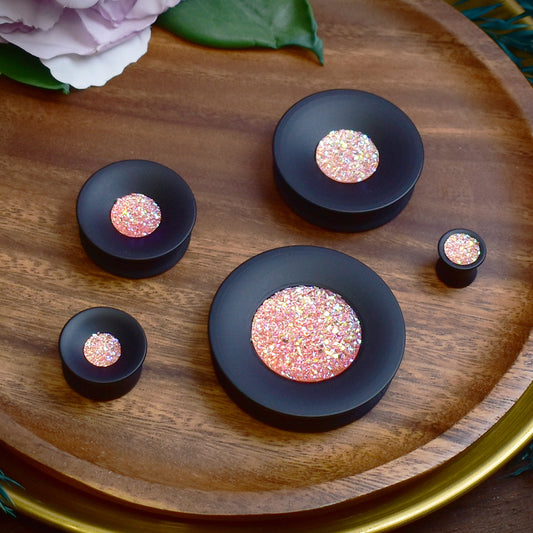 Concave Mayan Ear Plugs 10-80mm with Sugar Druzy