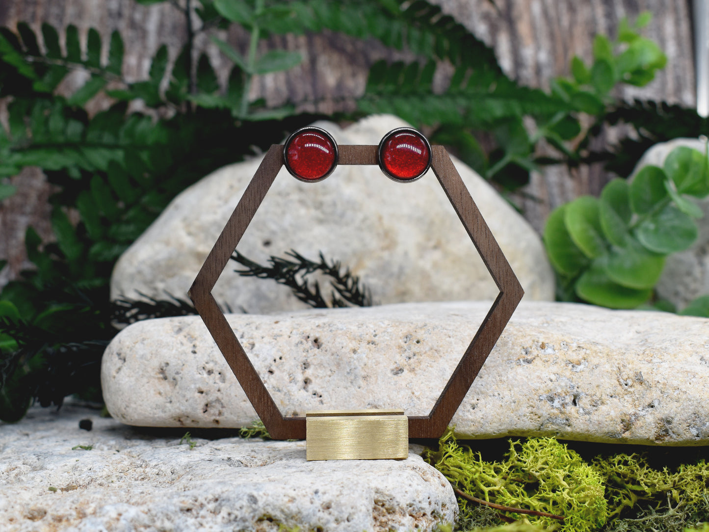 Stalowe kolczyki wkrętki z brokatowymi oczkami Spirit Of Copper