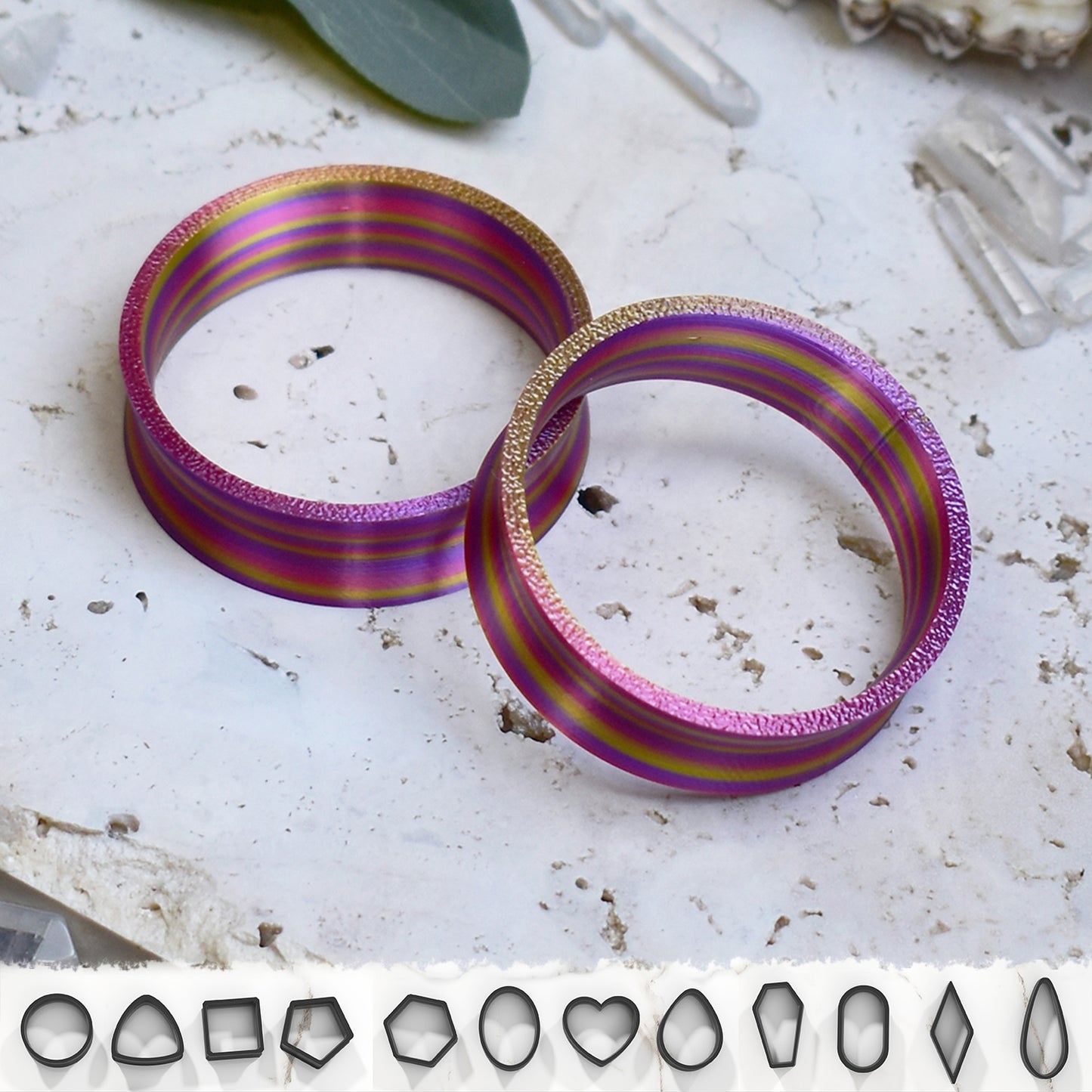 Ear tunnels 10-100mm | Twisted Pink | 12 Shapes
